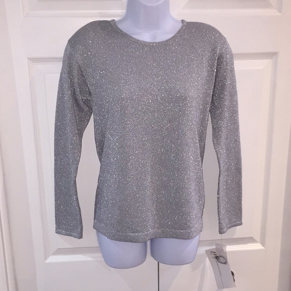 Peter Nygard Woman’s Metallic Silver Sweater S - Picture 2 of 11